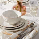 French Perle Groove 12-Piece Plate & Bowl Set