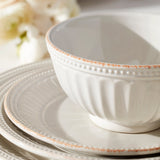 French Perle Groove 12-Piece Plate & Bowl Set