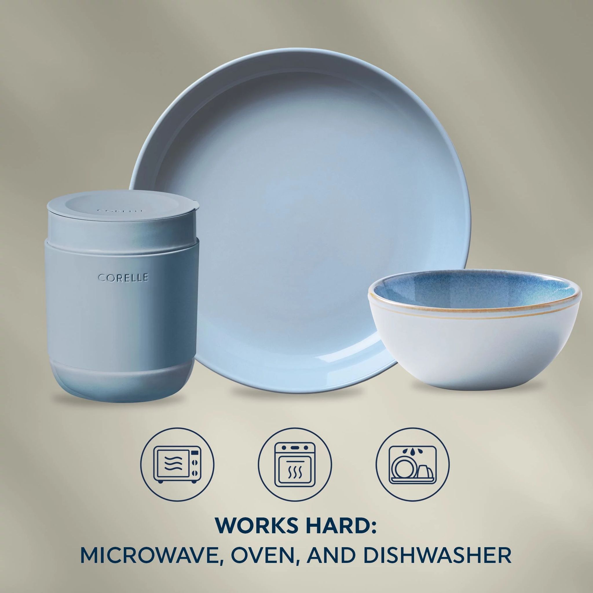 Corelle® Stoneware 16-piece Dinnerware Set, Service for 4, Nordic Blue