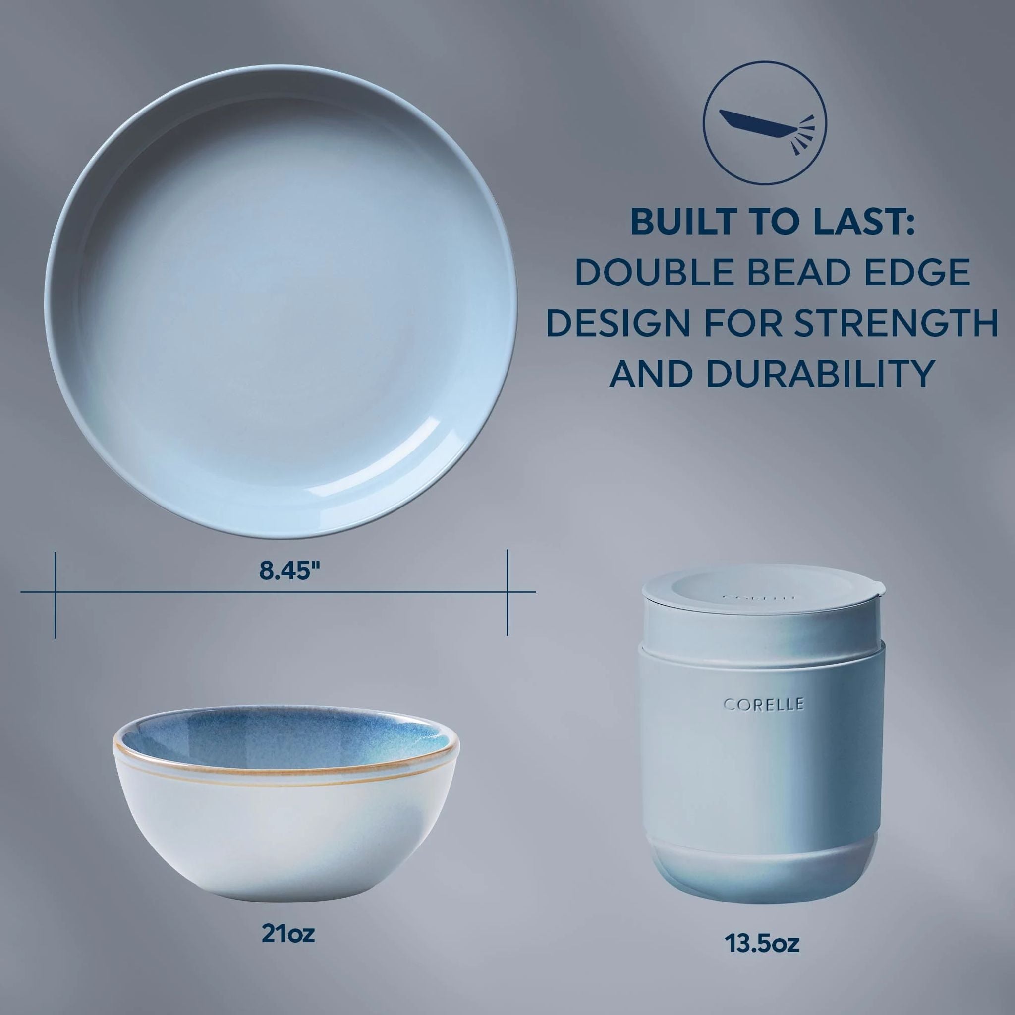 Corelle® Stoneware 16-piece Dinnerware Set, Service for 4, Nordic Blue