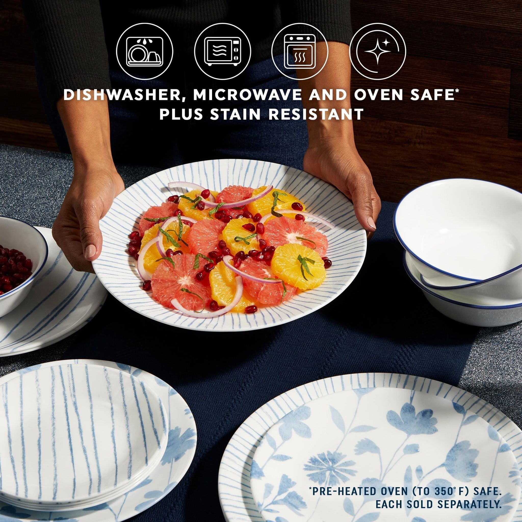 Corelle® Botanical Stripes 8.5" Salad Plates, 6 Pack