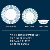 Corelle® Global Collection Northern Pines 12-piece Dinnerware Set, Service for 4