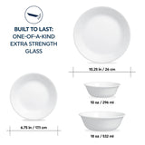 Corelle® Winter Frost White 16-piece Mugless Dinnerware Set, Service for 4