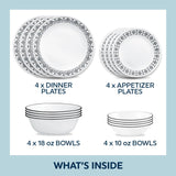 Corelle® Cusco 16-piece Mugless Dinnerware Set, Service for 4