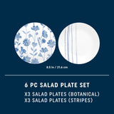Corelle® Botanical Stripes 8.5" Salad Plates, 6 Pack