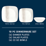 Corelle® Square Wandering Grove 18-piece Dinnerware Set, Service for 6