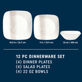 Corelle® Square Wandering Grove 12-piece Dinnerware Set, Service for 4