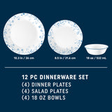 Corelle® Garden Song 12-piece Dinnerware Set, Service for 4
